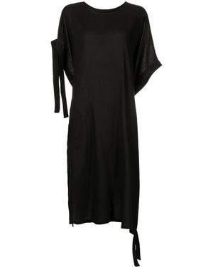 Y's Yohji Yamamoto Buttoned Side-Tie Midi Dress - Black