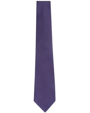 ZEGNA Geometric-Print Silk Tie - Purple