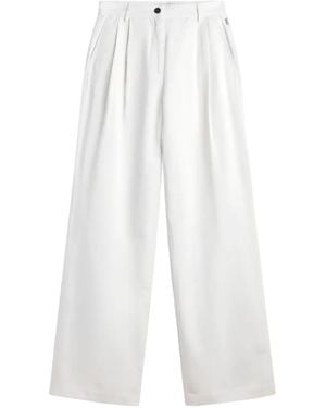 Ecoalf Pleated Wide-Leg Trousers - White