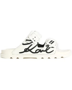 Karl Lagerfeld Sandalias Kondo Tred 2-Strap con logo - Blanco