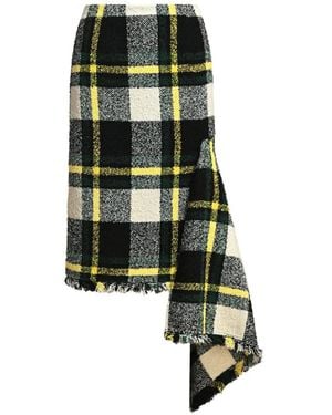 Essentiel Antwerp Checked Frayed-Edge Midi Skirt - Green