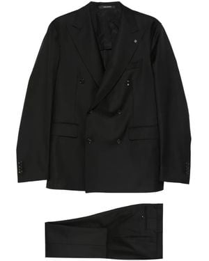 Tagliatore Cotton Double-Breasted Suit - Black