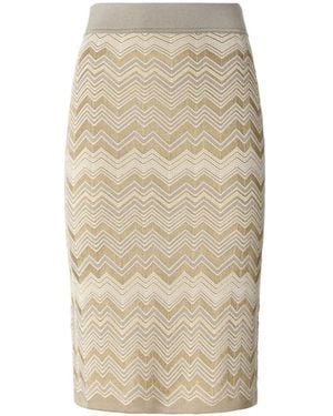 Missoni Chevron Wool And Viscose Mini Skirt - Natural