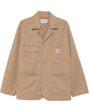 Carhartt Logo-Patch Button-Up Jacket - Natural