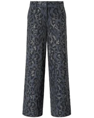 Pinko Wide-Leg Trousers With Animal-Print And Micro-Strass - Grey