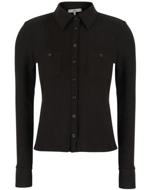 FRAME Ribbed-Knit Button-Up Cardigan - Black