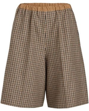 Patou Houndstooth-Pattern Longline Shorts - Brown