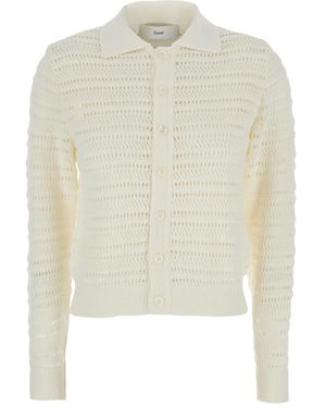 DUNST Cardigan En Maille Ajouré - Blanc