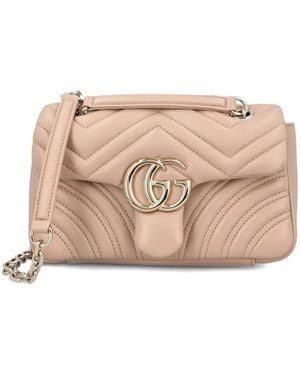 Gucci Chevron Gg Lambskin Shoulder Bag - Pink