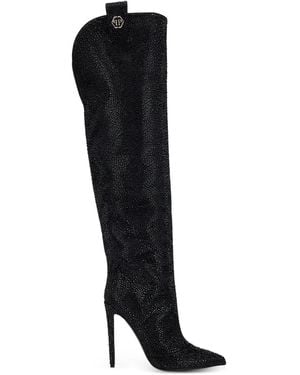 Philipp Plein 120Mm Strass Hexagon Boots - Black