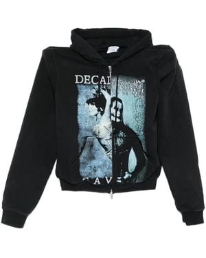 Vetements Cof Cut Up Extreme Shoulder Fitted Zip Up Hoodie - Black