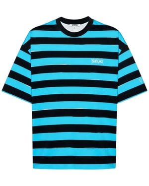 Black Jack Jewelry Menace Stripde T-Shirt - Blue