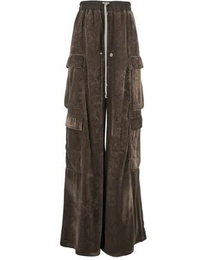 Rick Owens ベルベット カーゴパンツ - ブラウン