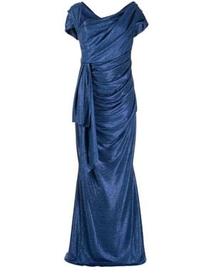 Talbot Runhof Draped Lurex Mermaid Gown - Blue