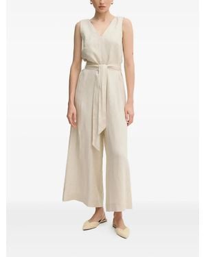 Benetton Tied-Waist Sleeveless Jumpsuit - Natural