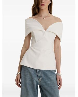 MOOS STUDIO Denim Muse Off-Shoulder Top - White
