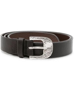 Orciani Engraved-Buckle Leather Belt - Brown