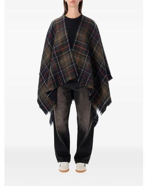 Barbour Montieth Tartan Frayed Scarf - Black