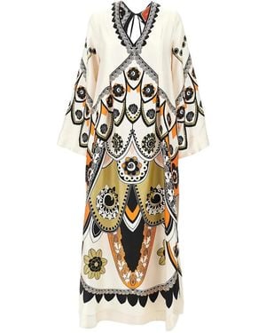 La DoubleJ Twin Flame Maxi-Jurk Met Grafische Print - Wit