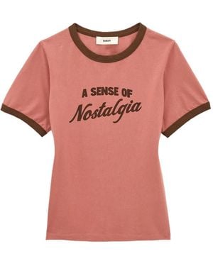 Ba&sh Rosta Slogan-Print Ringer T-Shirt - Pink