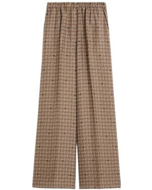 Max Mara Printed Silk Trousers - Brown