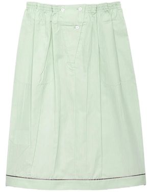 Prada Gathered Button Midi Skirt - Green