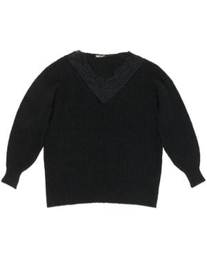 Bimba Y Lola Pull En Dentelle Et Col V - Noir