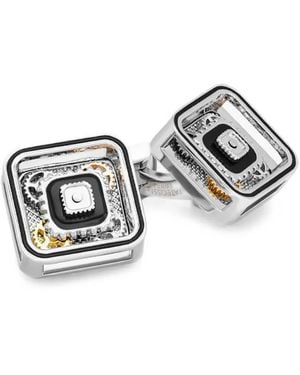 Tateossian Square Gear Cufflinks - White