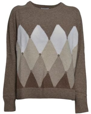Ballantyne Argyle-Intarsia Sweater - Brown