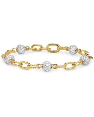 David Yurman 18Kt Dy Madison Beaded Diamond Bracelet (6Mm) - Metallic