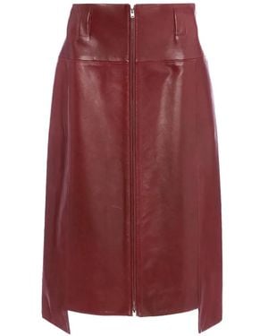 Victoria Beckham Zip-Front Leather Skirt - Red