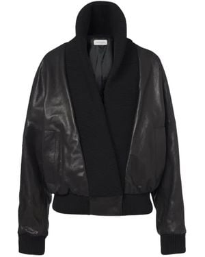Magda Butrym Ribbed-Knit Leather Jacket - Black