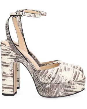 Fendi After 9 Lizard-Effect Platform Sandals - White
