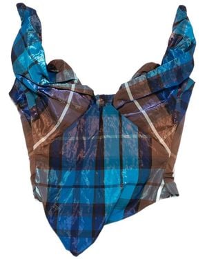Vivienne Westwood Tartan-Print Draped Corset Top - Blue