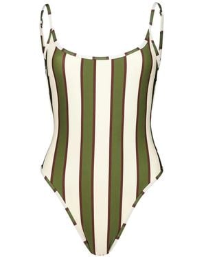 Haight Thidu Piping Striped Scoop-Neck Swimsuit - White