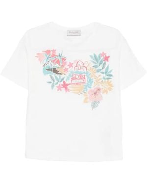 ERMANNO FIRENZE Graphic-Print Cotton T-Shirt - White