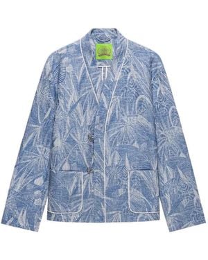 Shanghai Tang Floral-Print Blazer - Blue