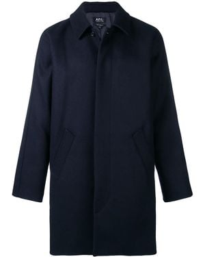 A.P.C. Mac Auster Coat Navy In Wool - Blue