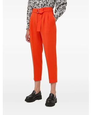 BOSS Pleated Belted Cropped Pants - Red