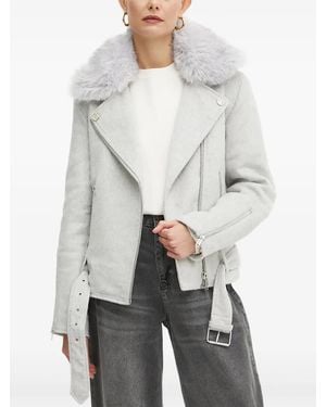 Guess Faux-Fur-Jacke Mit Gürtel - Weiß