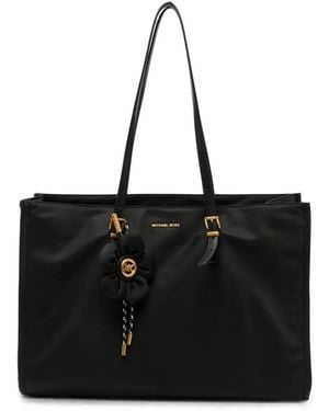 MICHAEL Michael Kors Flower-Charm Logo-Plaque Tote Bag - Black