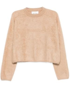 Soft Goat Brushed-Finish Crew-Neck Sweater - Natural