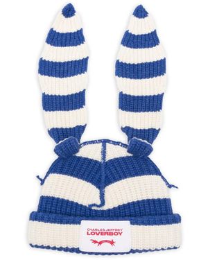 Charles Jeffrey Striped Beanie Hat - Blue