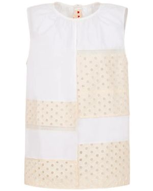 Marni Blusa Con Bordado Inglés - Blanco