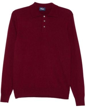 Drumohr Langärmeliger Kaschmirpullover Mit Poloshirtkragen - Rot