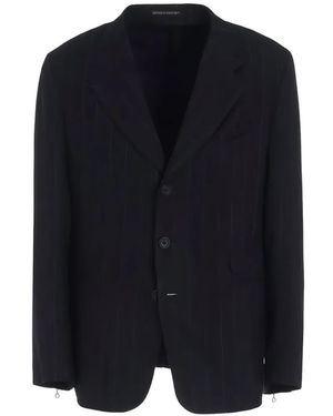Y's Yohji Yamamoto Pinstripe Three-Button Blazer - Blue