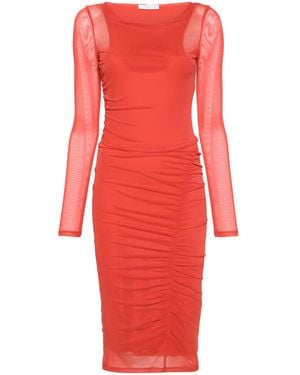Patrizia Pepe Tulle Long-Sleeve Midi Dress - Red