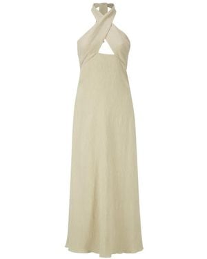 Johanna Ortiz Light Heart Halterneck Crinkled-Finish Midi Dress - White