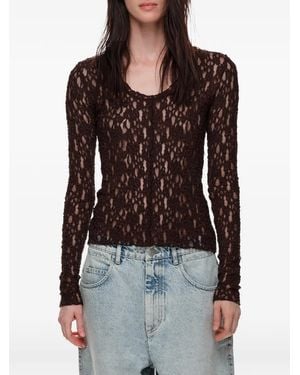 Bimba Y Lola Chocolate Lace Fitted T-Shirt - Black