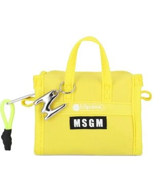 MSGM Logo Plaque Top Handle Tote Bag - Yellow